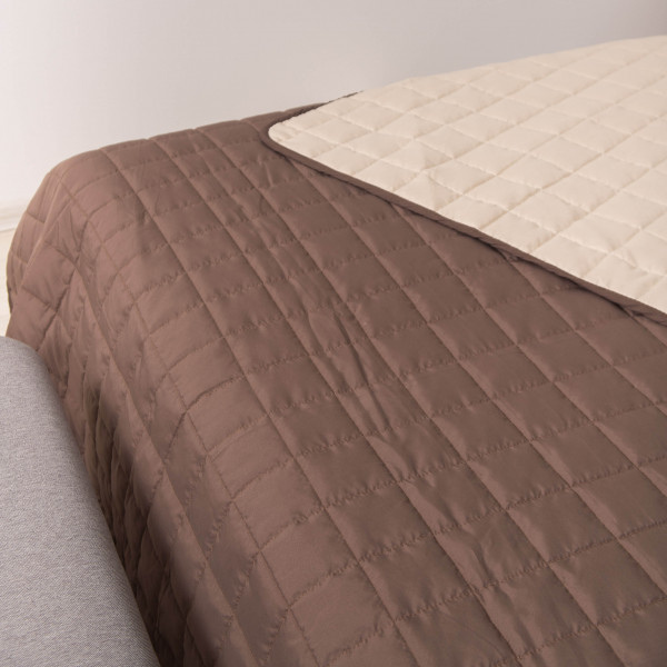 Покрывало стёганое двустороннее Viluta Дуэт 210х220 Шоколадно-ванильный