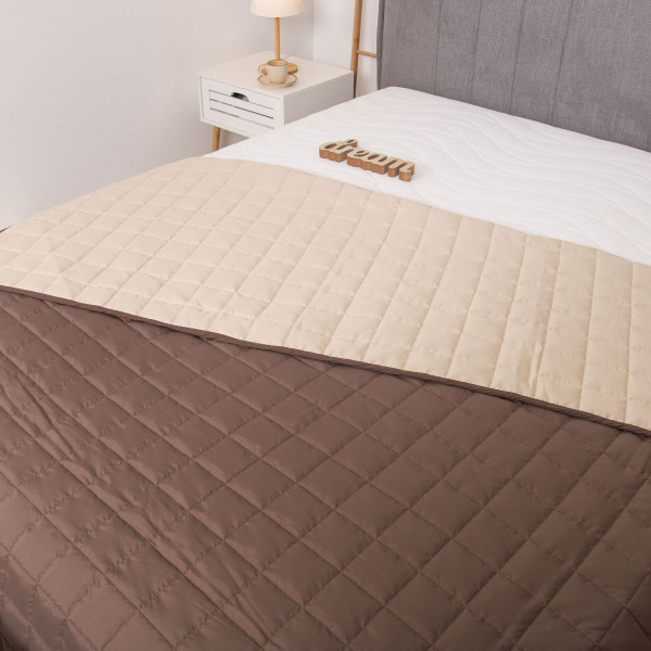 Покрывало стёганое двустороннее Viluta Дуэт 210х220 Шоколадно-ванильный