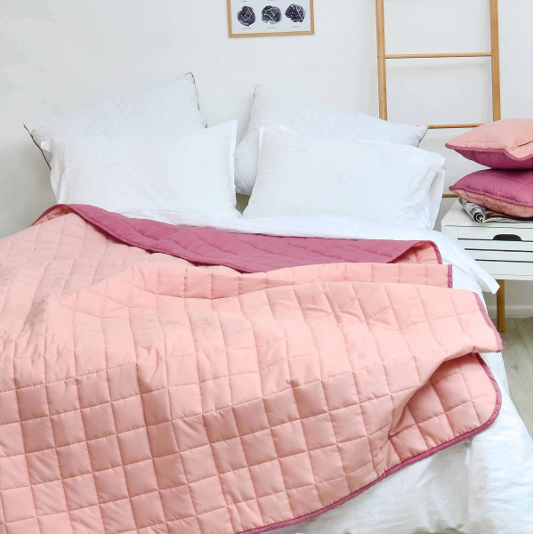 Покрывало стёганое двустороннее Viluta Дуэт 210х220 Коралловая роза