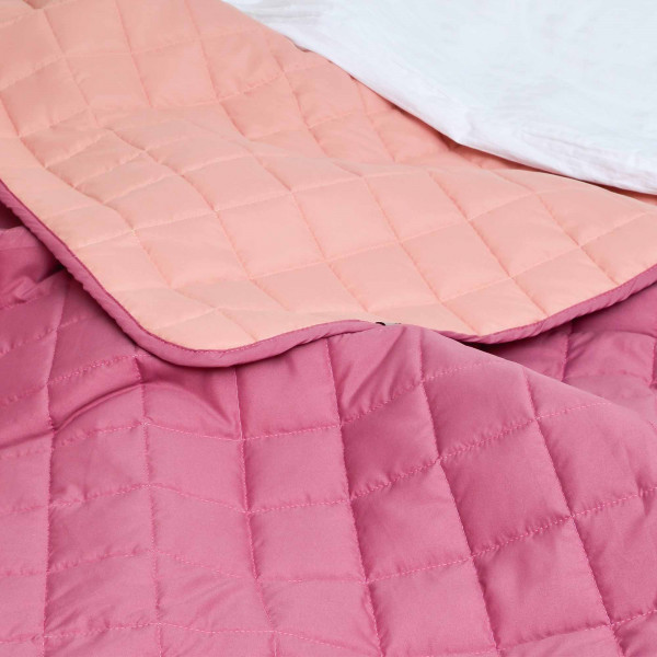 Покрывало стёганое двустороннее Viluta Дуэт 210х220 Коралловая роза