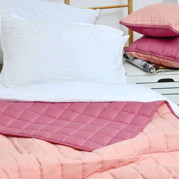 Покрывало стёганое двустороннее Viluta Дуэт 210х220 Коралловая роза