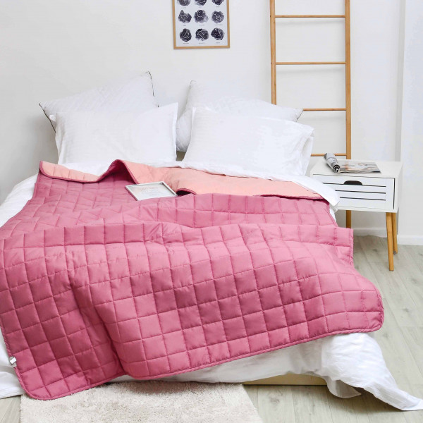 Покрывало стёганое двустороннее Viluta Дуэт 210х220 Коралловая роза