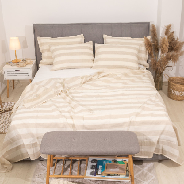 Покрывало Льняное 260*220 Полоса