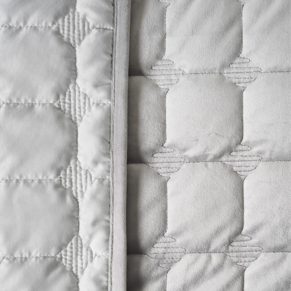 Покривало стьобане Viluta Велюр 210х240 (+ наволочки 50х70 2 од.) Light Grey