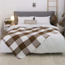 Покрывало жаккардовое клетчатое Коричневое 150х210