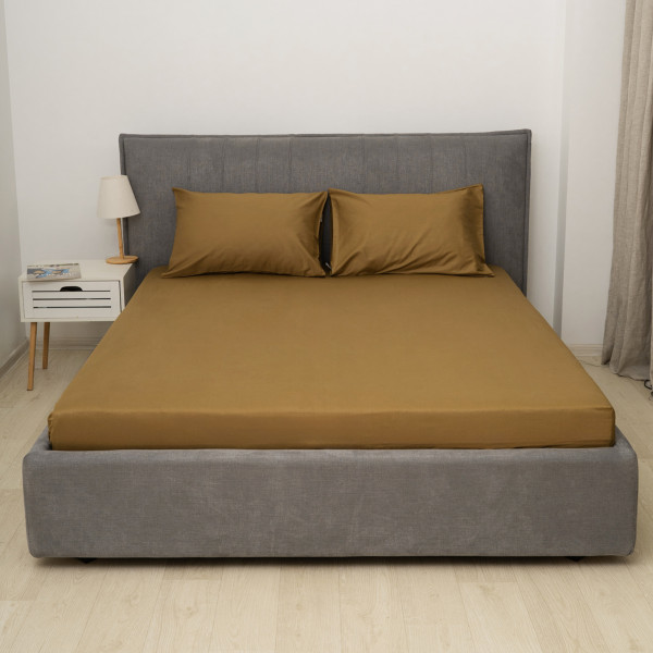 Простирадло на резинці Viluta Сатин Luxe 200х160х25 + 2 наволочки 50х70 SLR03