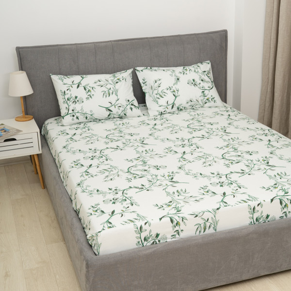 Простирадло на резинці Viluta Сатин Luxe 200х160х25 + 2 наволочки 50х70 SLR13