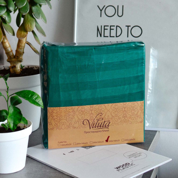 Простынь на резинке Viluta Сатин Stripe 180х200+25 68