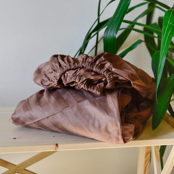 Простынь на резинке Сатин Stripe 180х200+25 75