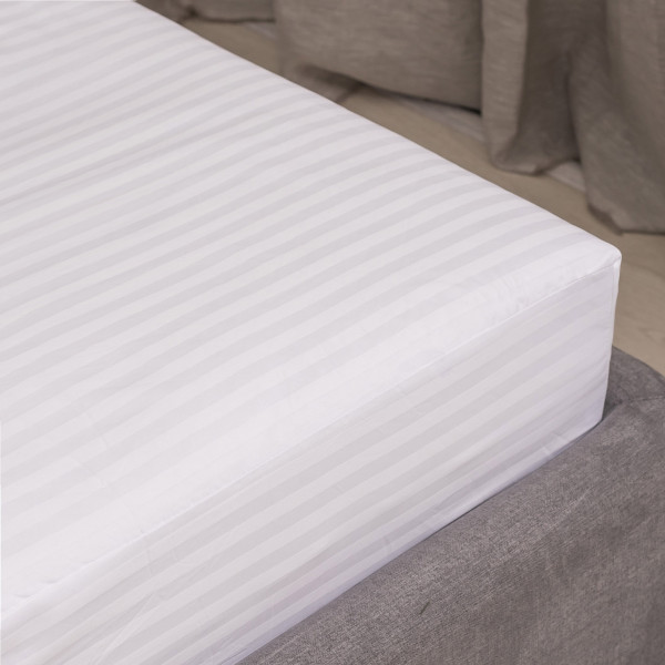 Простынь на резинке Viluta Сатин Stripe 180х200+25 White