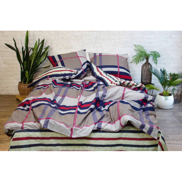 Комплект постельного белья Viluta Евро Ранфорс 17113 с простыней на резинке 160х200