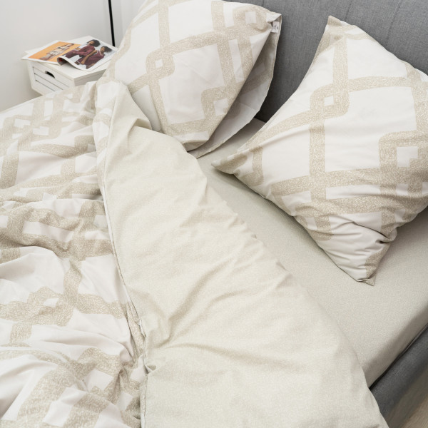 Комплект постельного белья Viluta Евро Ранфорс 25356 с простыней на резинке 180х200