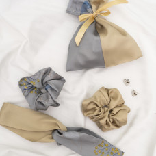 Подарочный набор резинки и повязка для волос в мешочке Viluta Tencel 02