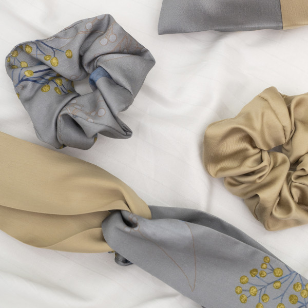 Подарочный набор резинки и повязка для волос в мешочке Viluta Tencel 02