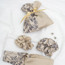 Подарочный набор резинки и повязка для волос в мешочке Viluta Tencel 03