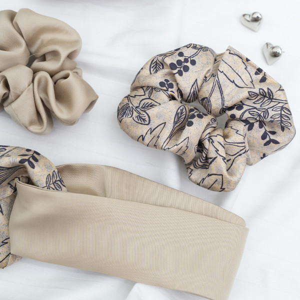 Подарочный набор резинки и повязка для волос в мешочке Viluta Tencel 03