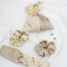 Подарочный набор резинки и повязка для волос в мешочке Viluta Tencel 04