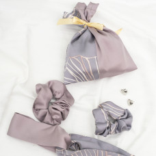 Подарочный набор резинки и повязка для волос в мешочке Viluta Tencel 07