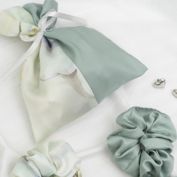 Подарочный набор резинки и повязка для волос в мешочке Viluta Tencel 08