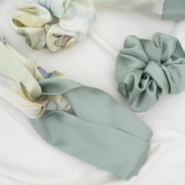 Подарочный набор резинки и повязка для волос в мешочке Viluta Tencel 08