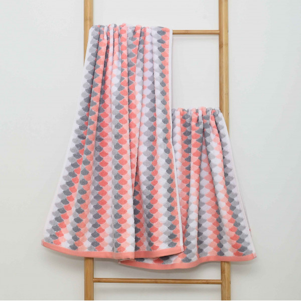 Полотенце махровое 70х140 Мозаика 0104 Коралловый