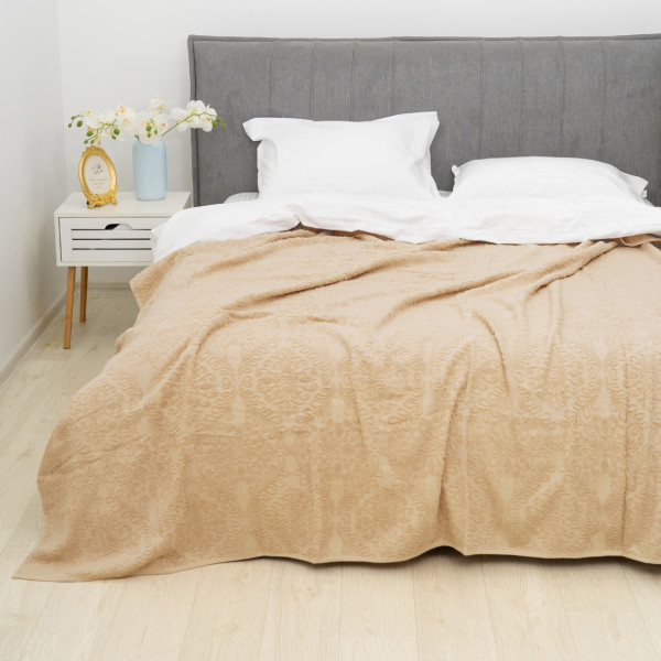 Простирадло-покривало махрове Doruk Полуторне 150х200 Botanica Карамель