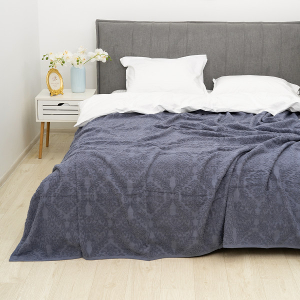 Простирадло-покривало махрове Doruk Полуторне 150х200 Botanica Сіро-фіолетовий