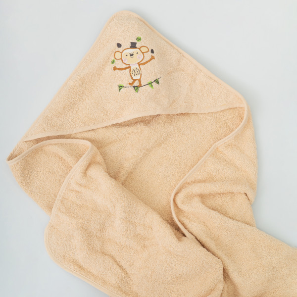 Полотенце махровое Детское Doruk Купальный уголок 100×100 Бежевый Обезьяна