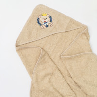 Рушник махровий Дитячій Doruk Купальний уголок 100×100 Бежевий Ведмедик в короні