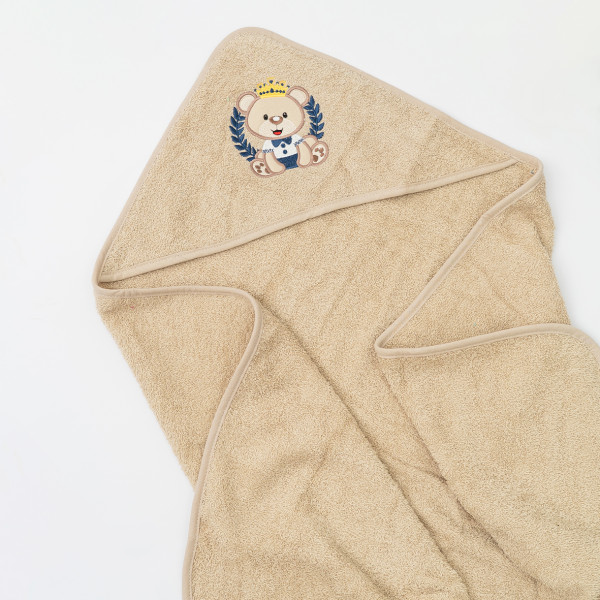 Полотенце махровое Детское Doruk Купальный уголок 100×100 Бежевый Мишка в короне