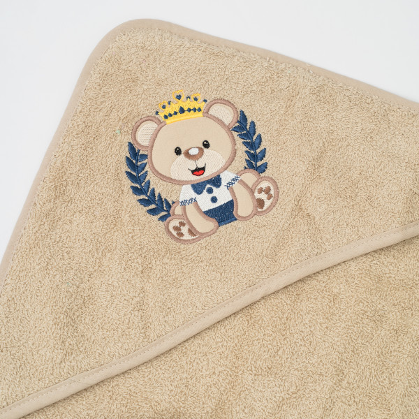 Полотенце махровое Детское Doruk Купальный уголок 100×100 Бежевый Мишка в короне
