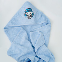 Полотенце махровое Детское Doruk Купальный уголок 100×100 Голубой Слоненок в панамке