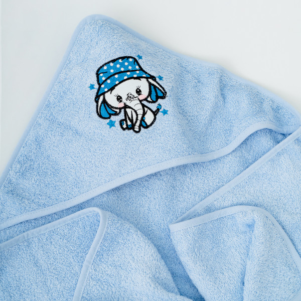 Полотенце махровое Детское Doruk Купальный уголок 100×100 Голубой Слоненок в панамке