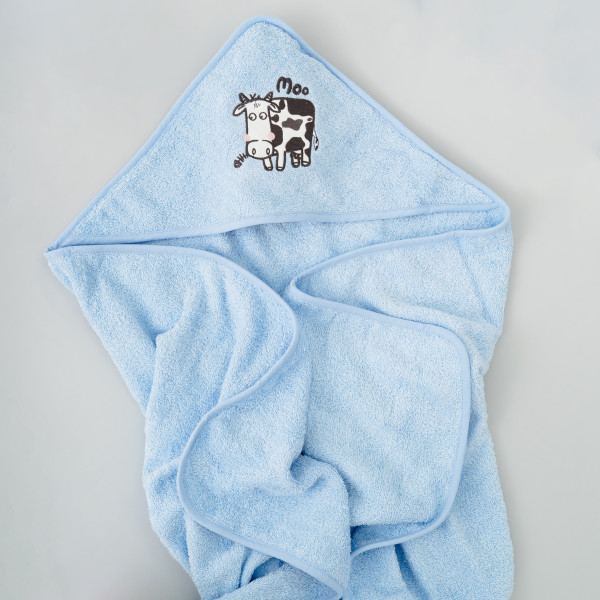 Полотенце махровое Детское Doruk Купальный уголок 100×100 Голубой Слоненок в панамке