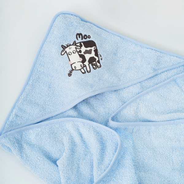 Полотенце махровое Детское Doruk Купальный уголок 100×100 Голубой Слоненок в панамке