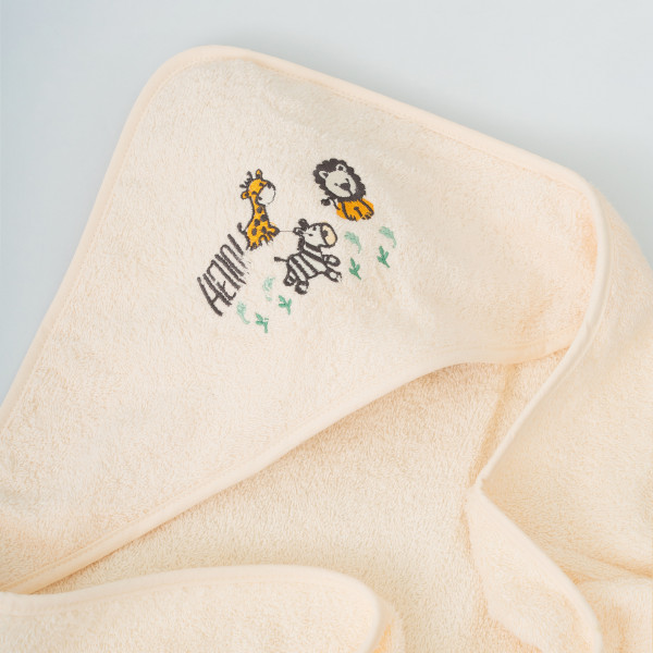 Полотенце махровое Детское Doruk Купальный уголок 100×100 Молочный Зоо