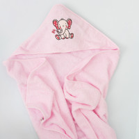 Рушник махровий Дитячій Doruk Купальний уголок 100×100 Рожевий Слоненятко