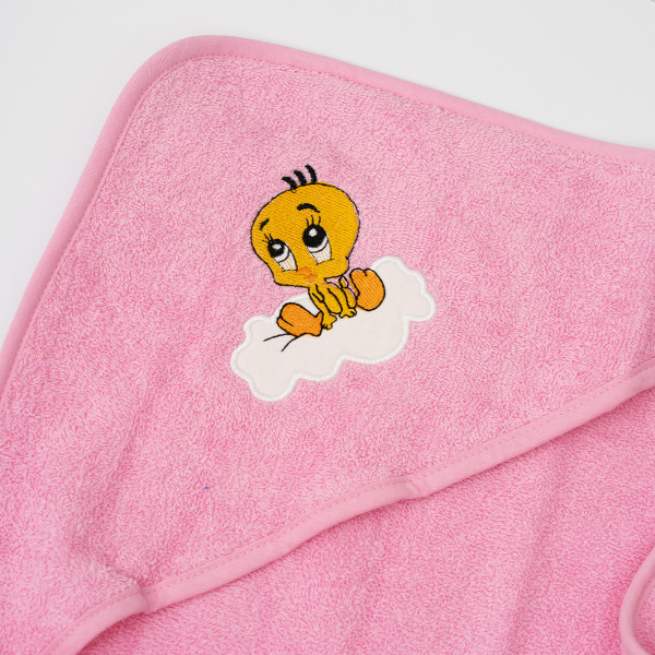 Полотенце махровое Детское Doruk Купальный уголок 100×100 Ярко-розовый Цыплёнок