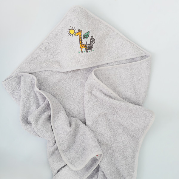 Полотенце махровое Детское Doruk Купальный уголок 100×100 Серый Жираф