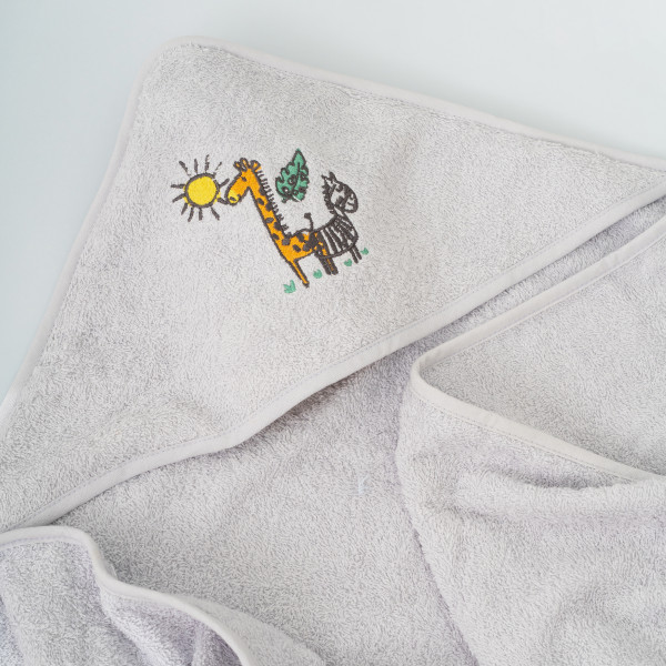 Полотенце махровое Детское Doruk Купальный уголок 100×100 Серый Жираф