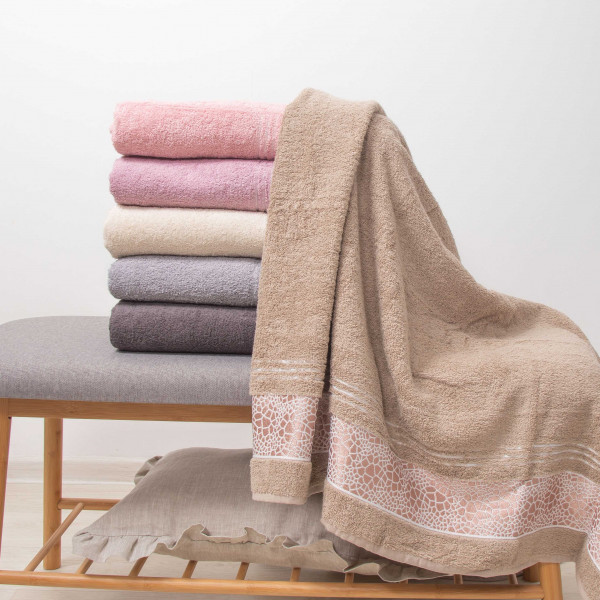 Полотенце махровое 100х150 Durul Ece bukle jakarli Камень Светло-бежевый