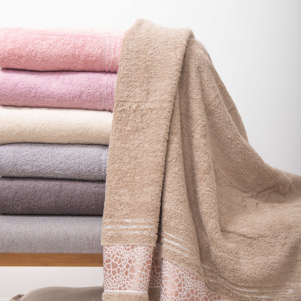 Полотенце махровое 100х150 Durul Ece bukle jakarli Камень Светло-бежевый