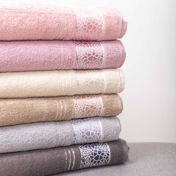 Полотенце махровое 100х150 Durul Ece bukle jakarli Камень Светло-бежевый