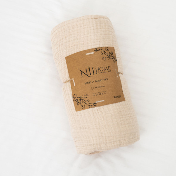 Простынь-Покрывало Муслиновое NilHome 200х220 Песочный