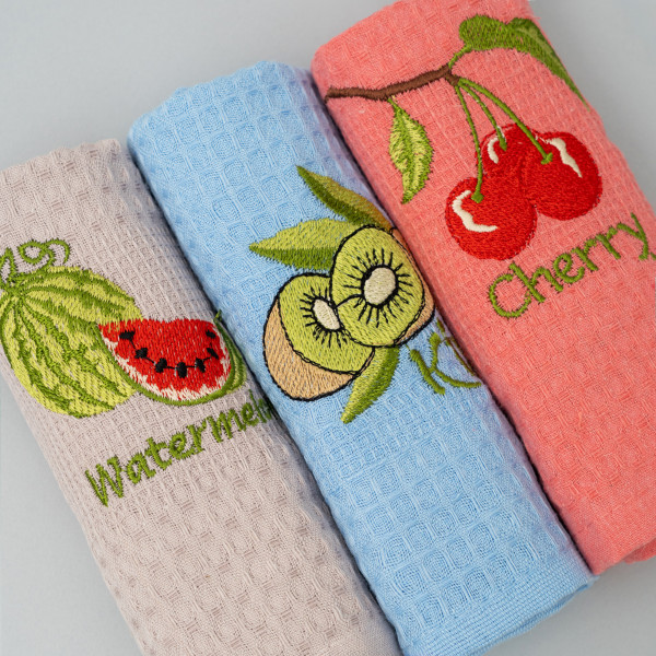 Набор полотенец вафельных NilTeks 40х60 Фрукты