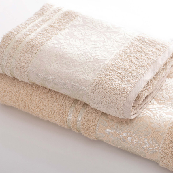 Полотенце махровое 50х90 Luisa Pink Damask Бежевый