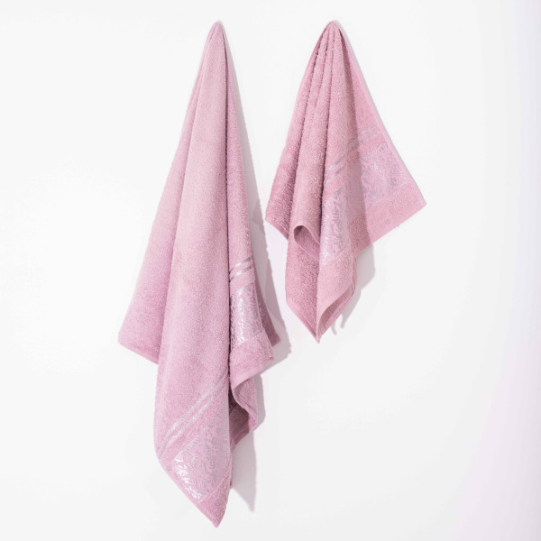 Полотенце махровое 50х90 Luisa Pink Damask Серо-розовый