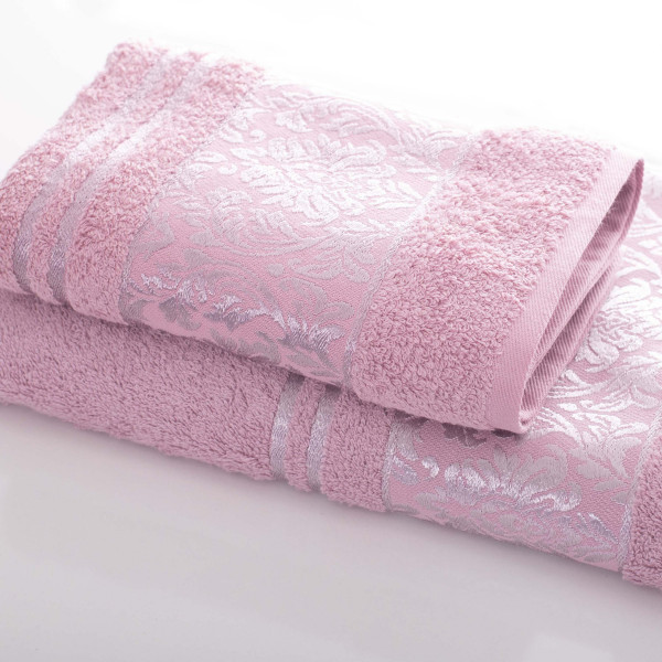 Полотенце махровое 50х90 Luisa Pink Damask Серо-розовый