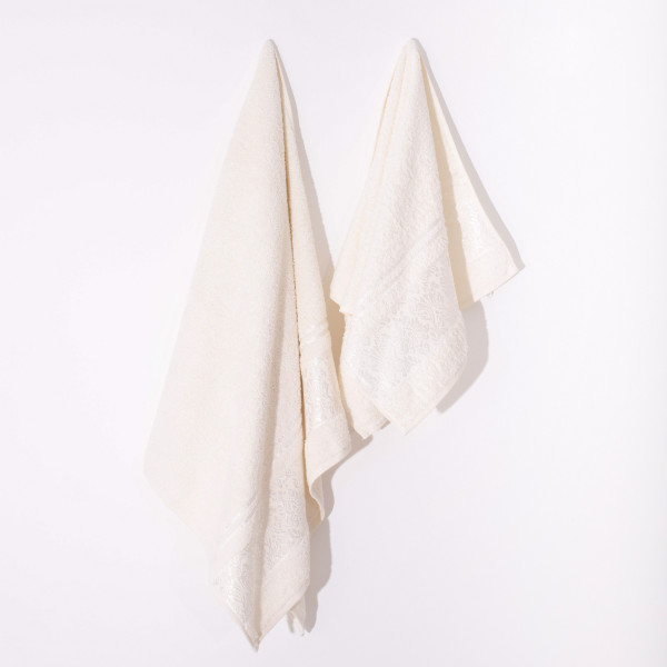 Полотенце махровое 50х90 Luisa Pink Damask Бело-ванильный