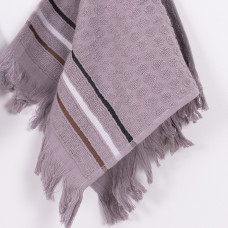 Полотенце махровое 30х50 Точка Бахрома Серо-розовый